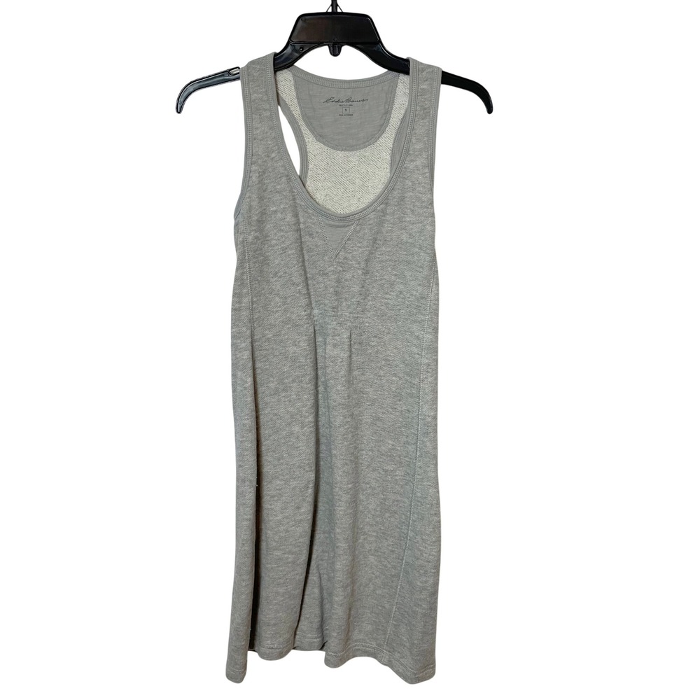 Eddie Bauer T-shirt Mini Dress Tunic Womens S Gray Sleeveless Scoop Neck Knit